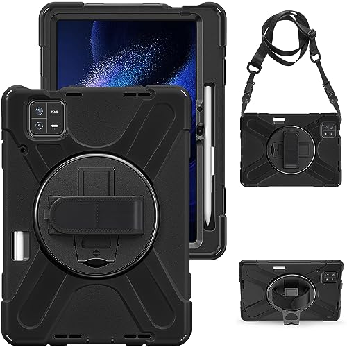 Gerutek Hülle für Xiaomi Pad 6/Xiaomi Pad 6 Pro 2023 11 Zoll, Stoßfeste Robust Panzerhülle mit Stifthalter, 360° Drehbar Stände,Handschlaufe,Schultergurt,Schutzhülle für Mi Pad 6/Mi Pad 6 Pro, Schwarz Gerutek Hülle für Xiaomi Pad 6/Xiaomi Pad 6 Pro 2023 11 Zoll, Stoßfeste Robust Panzerhülle mit Stifthalter, 360° Drehbar Stände,Handschlaufe,Schultergurt,Schutzhülle für Mi Pad 6/Mi Pad 6 Pro, Schwarz von Gerutek