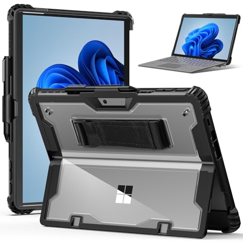 Geutek Hülle für Microsoft Surface Pro 11/Pro 10 /Pro 9 2024/2022 13 Zoll, Einstellbarer Ständer Stoßfeste Transparent Schutzhülle mit Handschband Stifthalter, Kompatibel mit Typ Cover Tastatur von Gerutek