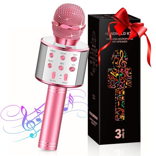 Mädchen Geschenk 4 5 6 7 8 9 10 11 Jahre, Karaoke Mikrofon Kinder Spielzeug ab 3-11 Jahre Mädchen Junge, Bluetooth Drahtloses Mikrofon Geschenke für Mädchen Kinder - Ostergeschenke Kinder von GeschenPark