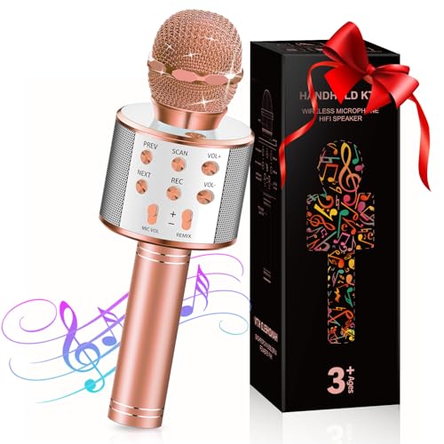 Mikrofon Kinder, Bluetooth Karaoke Mikrofon Geschenke für Kinder Mädchen Spielzeug, Tragbares Kindermikrofon Geschenke Spielzeug für Teenager Mädchen Jungen - Ostergeschenke Kinder von GeschenPark
