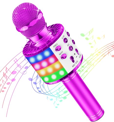 Spielzeug ab Mädchen 3 4 5 6 7 8 9 10 Jahre, Karaoke Mikrofon Kinder mit LED Licht, Mädchen Geschenke 4-12 Jahre, Bluetooth Mikrofon Karaoke für Mädchen und Erwachsene - Ostergeschenke Kinder Mädchen von GeschenPark