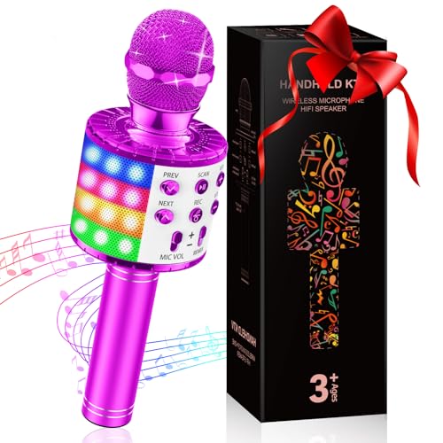 Spielzeug Mädchen 3 4 5 6 7 8 9 10 Jahre, Karaoke Mikrofon Kinder mit LED Licht, Mädchen Geschenke 4-12 Jahre, Bluetooth Mikrofon Karaoke für Mädchen und Erwachsene - Ostergeschenke von GeschenPark