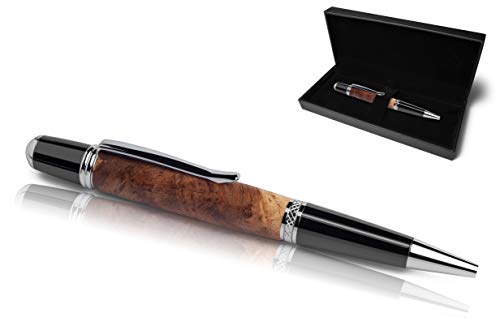 Handgefertigter Kugelschreiber aus Echtholz | Hochwertiges Geschenkset mit Etui | Business Geschenk Set aus Edel Holz für Mitarbeiter und Kunden (Weinrebe) von Geschenkbox - 24