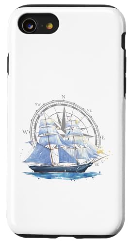 Kapitän Segler Geschenk für Wassersportler Segel Windrose Hülle für iPhone SE (2020) / 7 / 8 von Geschenke für Segler & Motorbootfahrer Wassersport