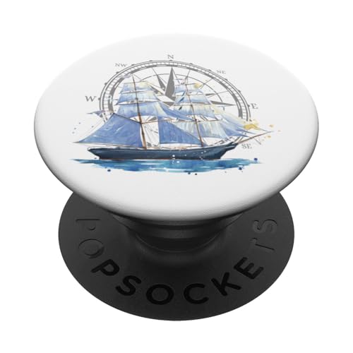 Kapitän Segler Geschenk für Wassersportler Segel Windrose PopSockets Klebender PopGrip Kapitän Segler Geschenk für Wassersportler Segel Windrose PopSockets Klebender PopGrip von Geschenke für Segler & Motorbootfahrer Wassersport