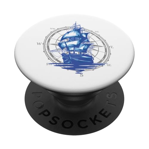 Kapitän Segler Geschenk für Wassersportler Segel Windrose PopSockets Klebender PopGrip von Geschenke für Segler & Motorbootfahrer Wassersport