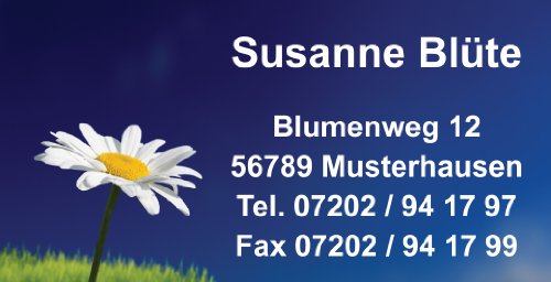 Visitenkarten"Blume" mit Ihrer kompletten Adresse, 54 Stück, ca. 88 x 45 mm von Geschenke mit Namen