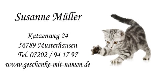 Visitenkarten"Katzenbaby" mit Ihrer kompletten Adresse, 54 Stück, ca. 88 x 45 mm von Geschenke mit Namen