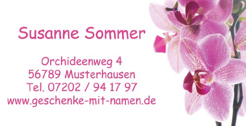 Visitenkarten"Orchidee" mit Ihrer kompletten Adresse, 54 Stück, ca. 88 x 45 mm von Geschenke mit Namen