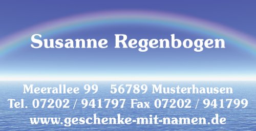 Visitenkarten"Rainbow" mit Ihrer kompletten Adresse, 54 Stück, ca. 88 x 45 mm von Geschenke mit Namen