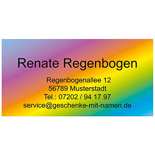 Visitenkarten"Regenbogen" mit Ihrer kompletten Adresse, 54 Stück, ca. 88 x 45 mm von Geschenke mit Namen