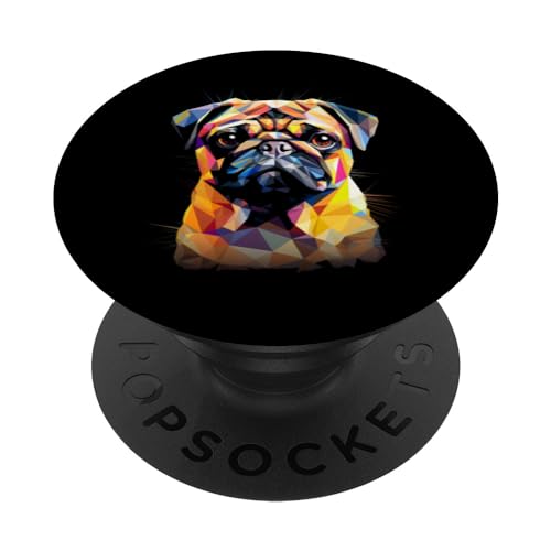 Mops Geometrisches Hundehaltergeschenk PopSockets mit austauschbarem PopGrip Mops Geometrisches Hundehaltergeschenk PopSockets mit austauschbarem PopGrip von Geschenke und Bekleidung für Hundebesitzer MD