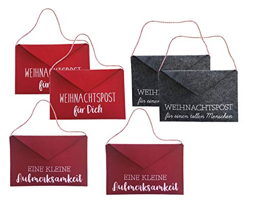 Briefumschlag aus Filz 25,5 x 16,5 cm Filztasche Geschenk Umschlag (6 Stück) von Geschenkestadl
