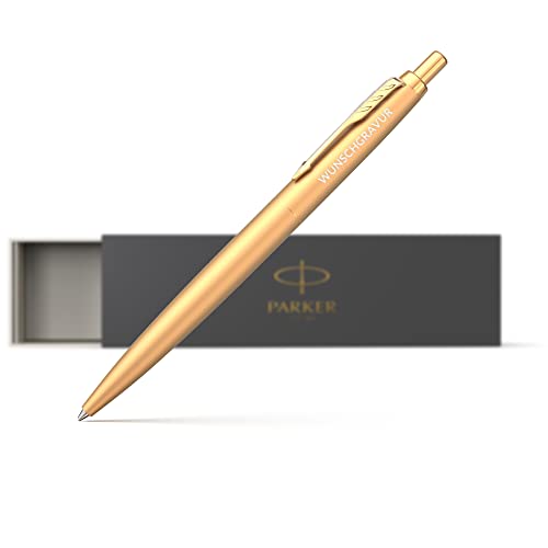 Parker Jotter Monochrome XL - Kugelschreiber mit Gravur - edler Kugelschreiber personalisiert blauschreibend - personalisierter Kugelschreiber - Gold von Geschenkfreude