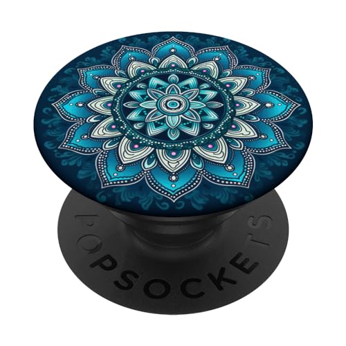 Blau Türkis Mandala Teal Henna PopSockets Klebender PopGrip Blau Türkis Mandala Teal Henna PopSockets Klebender PopGrip von Geschenkideen für Mandala-Liebhaber