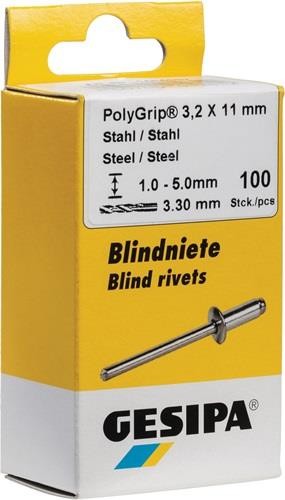 Gesipa Blindniet PolyGrip® Nietschaft dxl 4,0x10,0mm Stahl/Stahl 100 St. von Gesipa