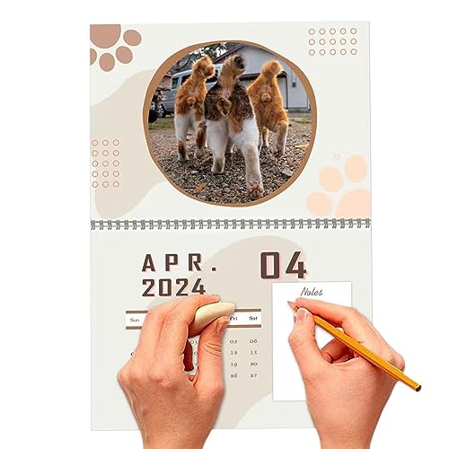 Wandkalender 2024 | Cat Butt Kalender läuft von Januar 2024 bis Dezember 2024 | Monatlicher Wandkalender mit Flip-Design, tragbarer Kalender zum Planen oder Organisieren Geteawily von Geteawily