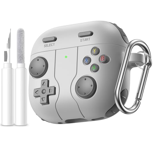 Getino Game Case für AirPods 4 2024, Hülle mit Reinigungsset, Schlüsselanhänger, kompatibel mit Apple Airpods 4, niedlich, lustig, stoßfest, Silikon, AirPod 4 Hüllen für Herren, Jungen, Grau Getino Game Case für AirPods 4 2024, Hülle mit Reinigungsset, Schlüsselanhänger, kompatibel mit Apple Airpods 4, niedlich, lustig, stoßfest, Silikon, AirPod 4 Hüllen für Herren, Jungen, Grau von Getino