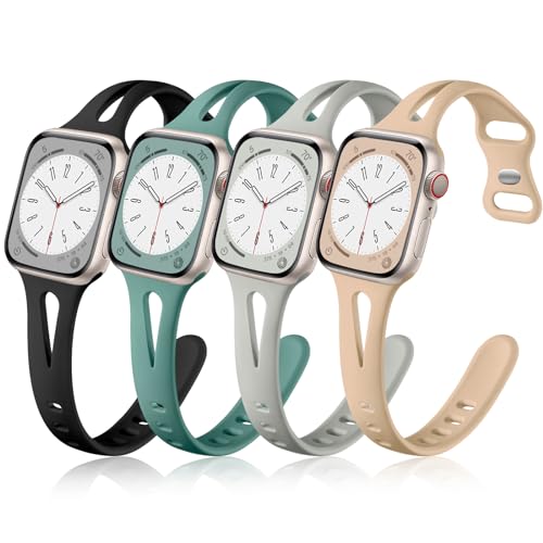 Getino Kompatibel mit Apple Watch Armband 38 mm, 40 mm, 41 mm, 42 mm, 44 mm, 45 mm, iWatch Serie 7, 6, 5, 4, 3, 2, 1 SE, für Damen und Herren, weiches Silikon, schlankes Design, Zypergrün, Milchtee Getino Kompatibel mit Apple Watch Armband 38 mm, 40 mm, 41 mm, 42 mm, 44 mm, 45 mm, iWatch Serie 7, 6, 5, 4, 3, 2, 1 SE, für Damen und Herren, weiches Silikon, schlankes Design, Zypergrün, Milchtee von Getino