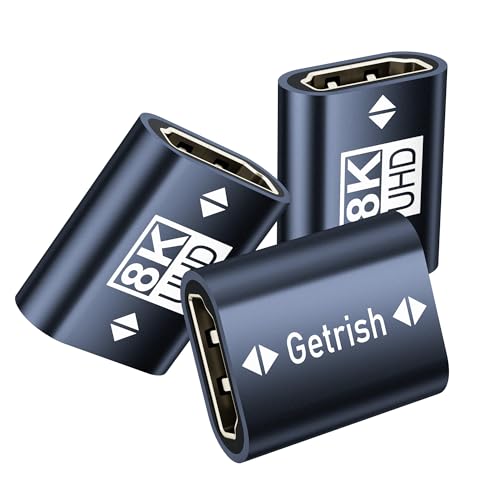 Getrish HDMI Koppler 8K, 3 Pack HDMI 2.1 Buchse auf Buchse Adapter, 8K @ 60Hz / 4K @ 120Hz HDR HDMI Extender Connector für HDTV, Roku Stick, Computer, PC, Monitor, Laptop, Projektor, DVD-Player, PS 5 von Getrish