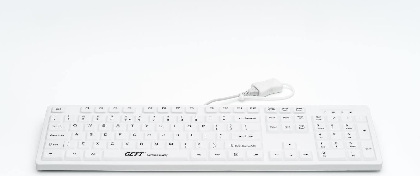 GETT CleanType Easy Protect Tastatur USB QWERTY US International Weiß (KG25220) von Gett