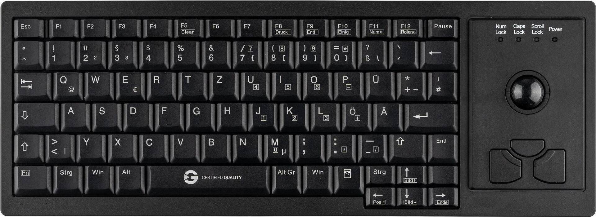 GETT Cleantype Xtra Roll Tastatur mit Trackball USB Farbe schwarz Layout - GETT Cleantype Xtra Roll Tastatur mit Trackball USB Farbe schwarz Layout DE (KL30204) von Gett