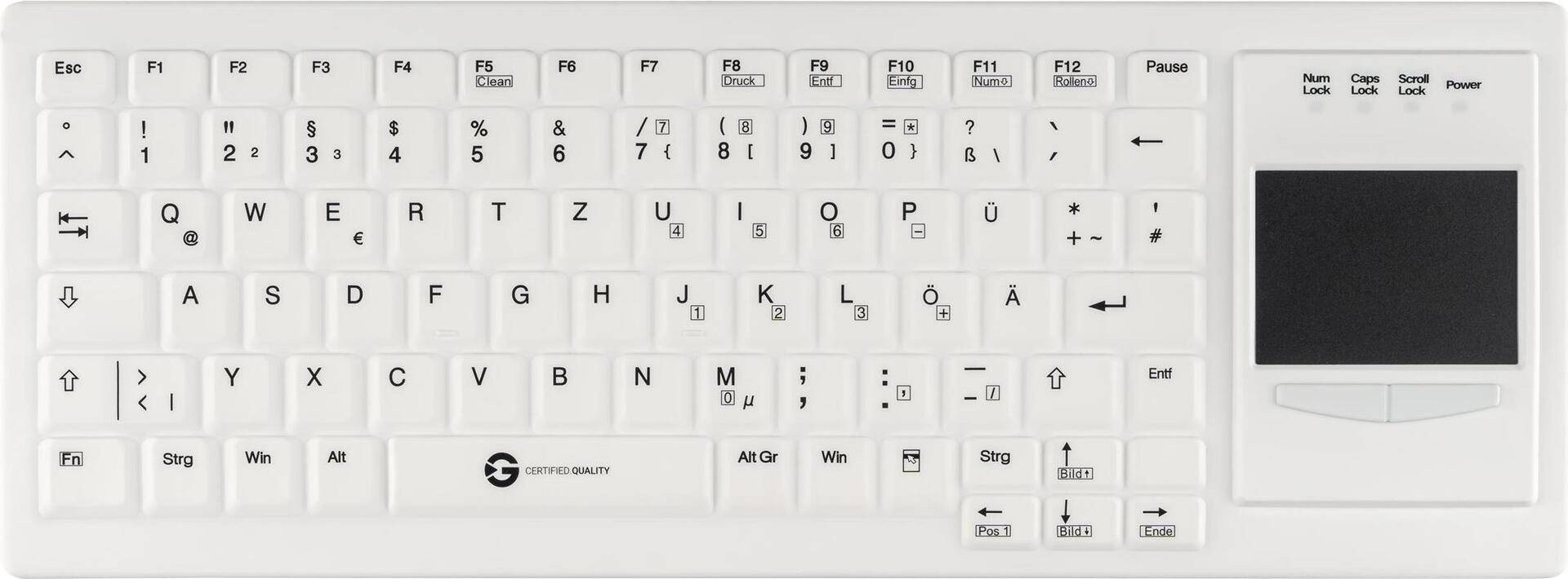 GETT Cleantype Xtra Touch Protect WL kabellose Silikontastatur mit Touchpad IP68 (KG30219) von Gett
