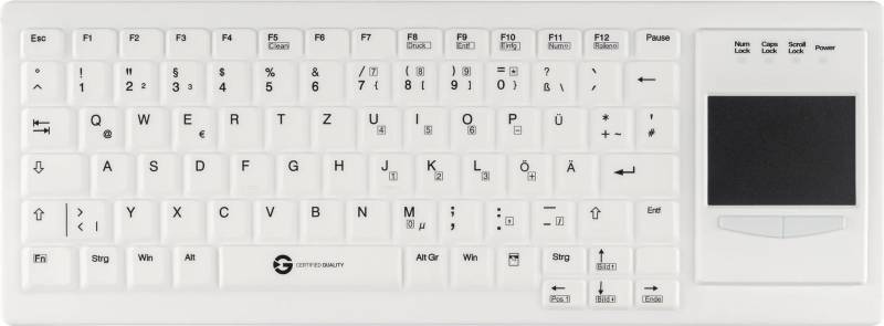 GETT Cleantype Xtra Touch Protect WL kabellose Silikontastatur mit Touchpad IP68 (KG30219) von Gett