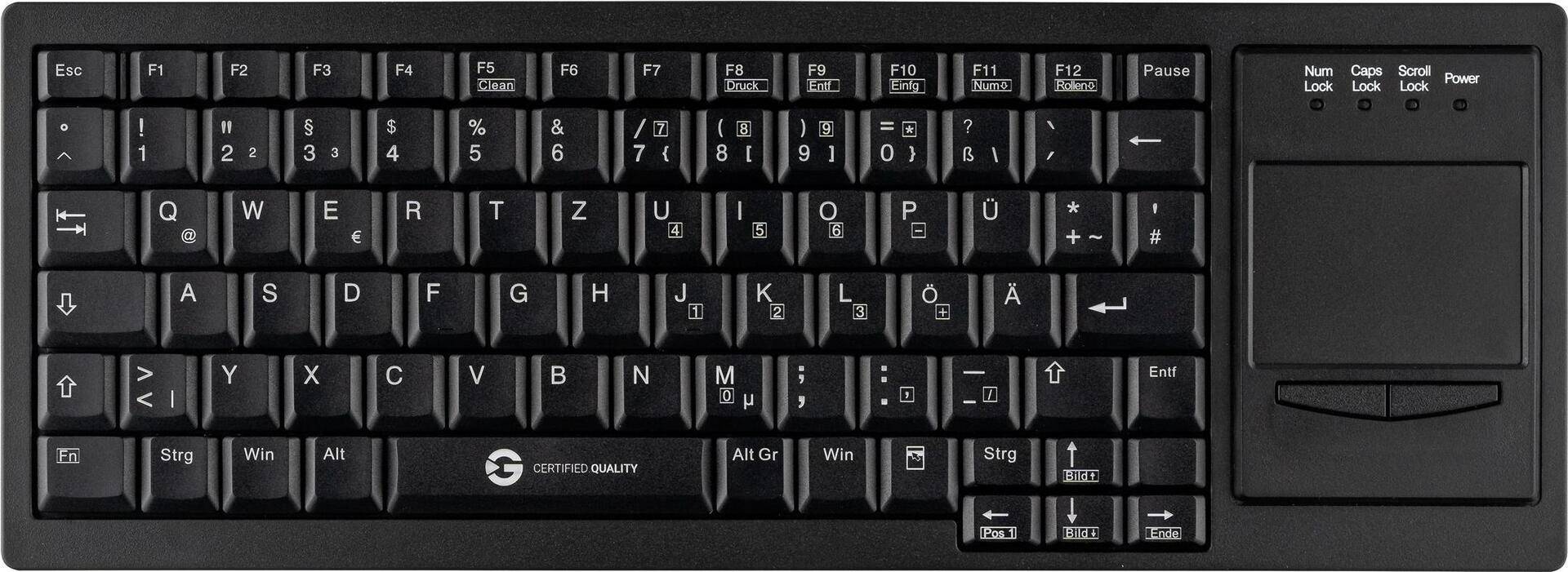 GETT Cleantype Xtra Touch Tastatur mit Touchpad USB Farbe schwarz Layout - GETT Cleantype Xtra Touch Tastatur mit Touchpad USB Farbe schwarz Layout DE (KL30201) von Gett