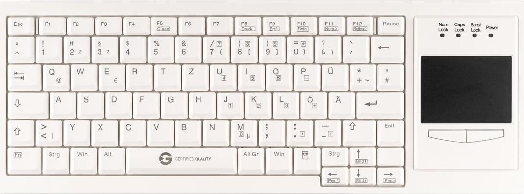 GETT Cleantype Xtra Touch Tastatur mit Touchpad USB Farbe weiss Layout - GETT Cleantype Xtra Touch Tastatur mit Touchpad USB Farbe weiss Layout DE (KL30207) von Gett