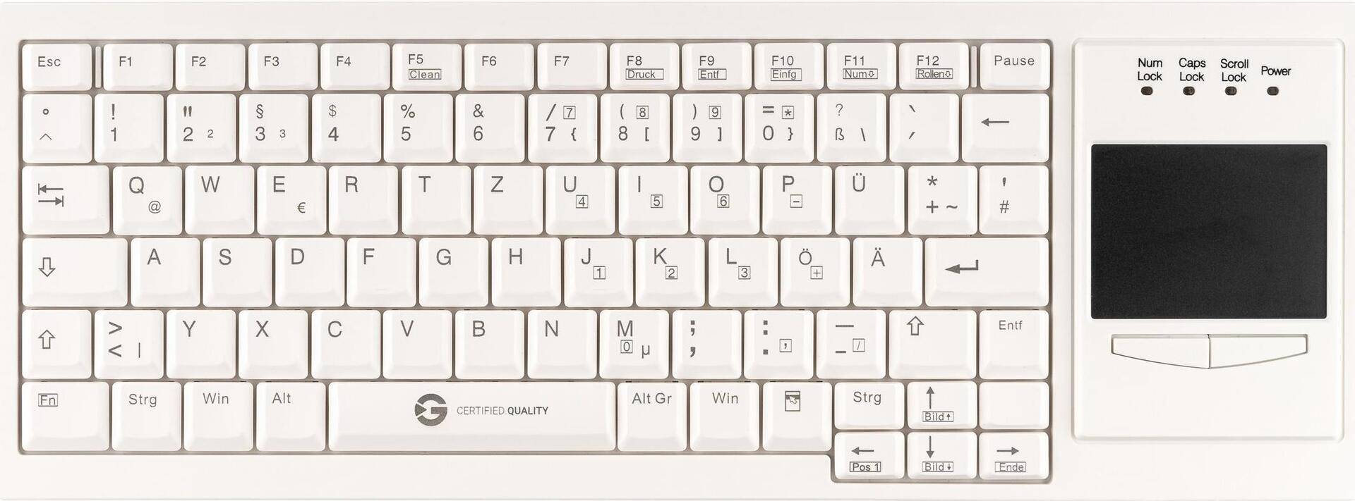 GETT Cleantype Xtra Touch WL kabellose Tastatur mit Touchpad Farbe weiss Layout - GETT Cleantype Xtra Touch WL kabellose Tastatur mit Touchpad Farbe weiss Layout DE (KL30219) von Gett