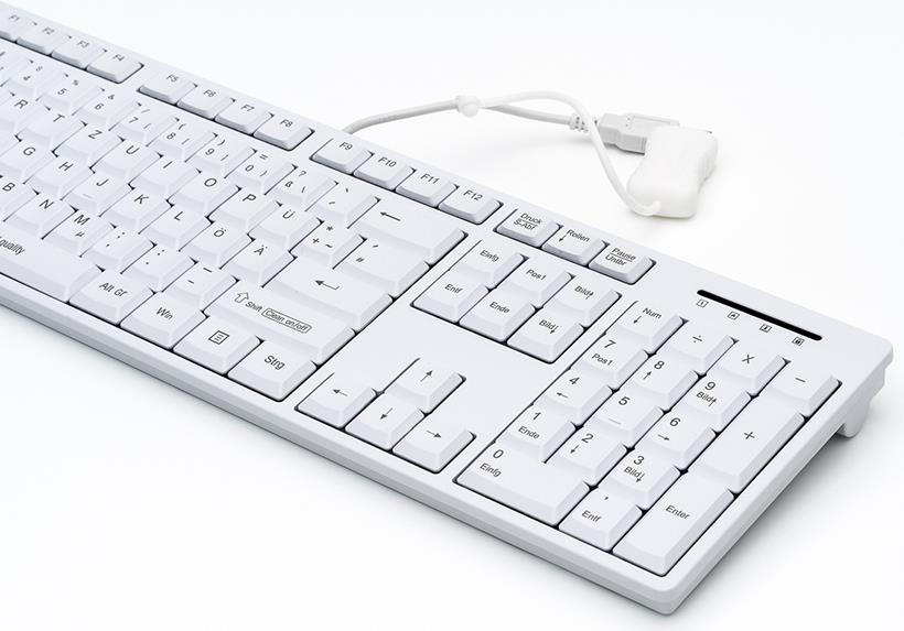 GETT GCQ CleanType Easy Basic USB spritzwasserdicht antimikrobielle Oberflaeche weiss 105 Tasten (CH) (KL25206) von Gett