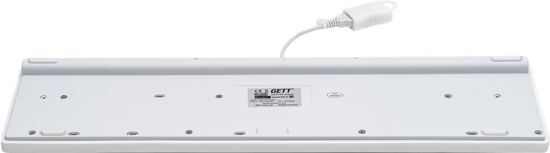 GETT GCQ CleanType Easy Protect USB Silikon Tastatur mit Kunststoffgehaeuse desinfizierbar wasserdicht IP68 weiss 105 Tasten (CH) (KG25238) von Gett