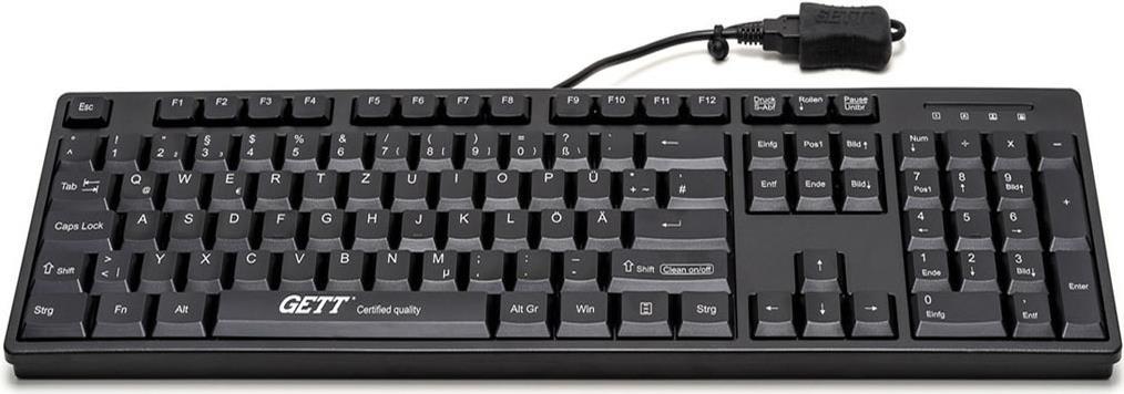 GETT Gerätetechnik CleanType Easy Basic - Tastatur - USB - Deutsch - Schwarz (KL26211) von Gett