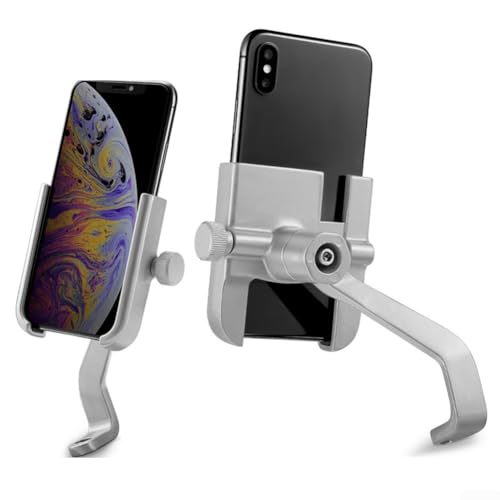 Gettimore Stabile und verstellbare Fahrrad-Handyhalterung für 10,2 cm, 15,2 cm, 20,3 cm Smartphones, Aluminiumkonstruktion (Silber) von Gettimore