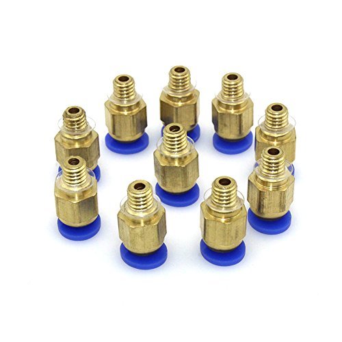 Getue Witbot PC4-M6 Straight Fitting 4mm Thread M6 Connector for 3D Printer (Pack of 10 pcs) von Getue