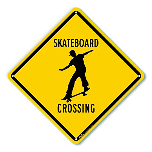Petka Signs and Graphics PKAC-0158 Skateboard Crossing Aluminum Sign, Black Text with Yellow Background 10" x 10", Black Text with Yellow Background von Getue