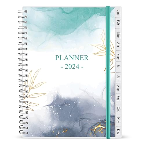 2024 Wochen- und Monatsplaner – 2024 Planer & Organizer-Notizbuch zum Verfolgen von Zielen, einfach zu organisieren Ihren Alltag, mittelgroß, 16,5 x 21,6 cm, Blaugrün von Getvow