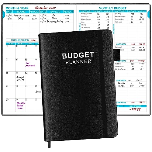 Budget Planner - Undatiertes Ausgaben-Tracker-Notizbuch, 2023-2024 Budgetierungsbuch für 12 Monate, Finanzplaner, jederzeit starten, 14,7 x 21,1 cm, Schwarz von Getvow