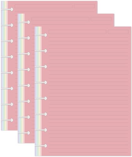 TUL Discbound liniertes Nachfüllpapier für Kinder, 8 Disbound-Einlagen, 5 Farben (60 Blatt/Farbe), insgesamt 300 Blatt/600 Seiten, 110 g/m² dickeres Papier, 14 x 21 cm von Getvow
