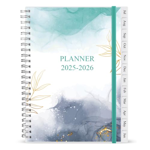 Terminplaner 2022-2023, A5 Wochenplaner mit monatlichen Tabs, Juli 2022,Juni 2023, Gesäßtasche, elastischer Verschluss, flexibler Einband, Doppeldrahtbindung, 1 Stück 4.8 × 2 1 cm, Blaugrün von Getvow
