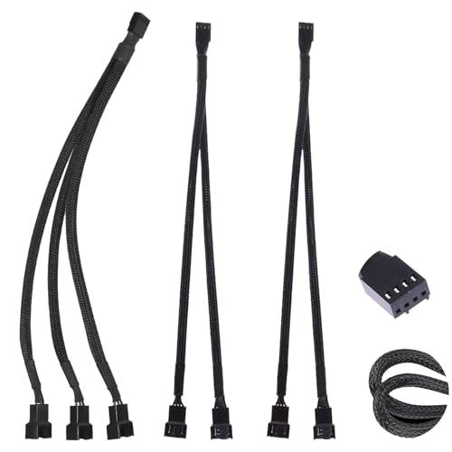 Getyjoe PC Lüfter Splitter Kabel 3 Pin/4 Pin PWM Lüfter Verlängerungskabel Ventilator Energien Kabel 1 bis 2 Konverter and 1 bis 3 Konverter für Chassis Lüfter CPU Lüfter Hauptplatine Lüfter Kühlung von Getyjoe