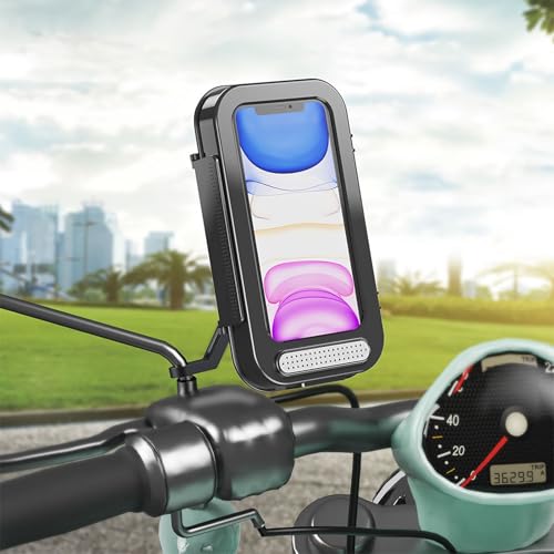 Gevvnss Handyhalterung Motorrad Wasserdicht,Fahrrad Handyhalterung Lenker 360° Drehbar,Roller Smartphone Handyhalter Anti-Vibration mit Touchscreen,bis zu 7 Zoll Smartphone,Sichtspiegel-Halterung Gevvnss Handyhalterung Motorrad Wasserdicht,Fahrrad Handyhalterung Lenker 360° Drehbar,Roller Smartphone Handyhalter Anti-Vibration mit Touchscreen,bis zu 7 Zoll Smartphone,Sichtspiegel-Halterung von Gevvnss
