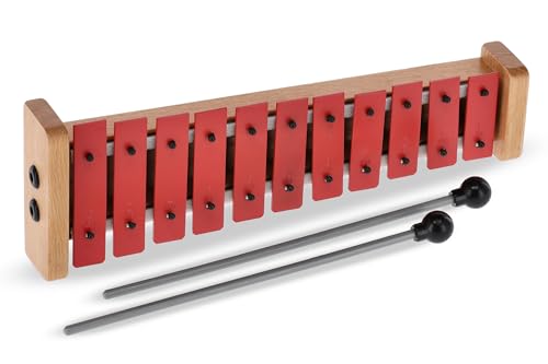 GEWA Glockenspiel (11 Platten, Tonumfang c''-f''') mit Tasche und Schlägelhalter rot - G11 von GEWA