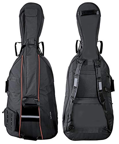 GEWA Cello Gig-Bag Premium 1/4, Cello Tasche (10 mm Tricot-Innenpolsterung,reißfest und wasserabweisend, Verstärkung an Stachel, Steg und Schnecke, komfortable Rucksackgurte, Größe: 1/4), Schwarz von Gewa