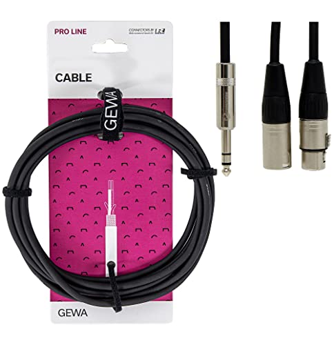 GEWA Insertkabel Pro Line 3m, schwarz, REAN Stecker, 1x 6,3 mm Stereoklinke - 1x XLR(m) & 1x XLR (f), 190735 von Gewa