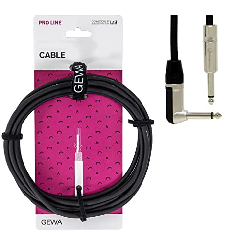 GEWA Instrumentenkabel Mono Pro Line 3m, schwarz, 6,3 mm Monoklinke - 6,3 mm Winkelklinke mono, 190520 von Gewa