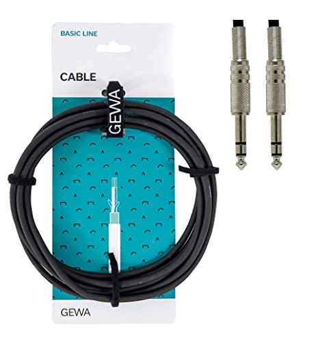 GEWA Instrumentenkabel Stereo Basic Line 1,5m, schwarz (Stereoklinke 6,3 mm - Stereoklinke 6,3 mm) 190020 von Gewa