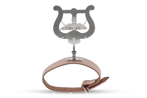 GEWA Marschnotenhalter Flöte - Vernickelt - Große Lyra - 2 Drücker - Einhandbedienung - mit Lederarmband von GEWA