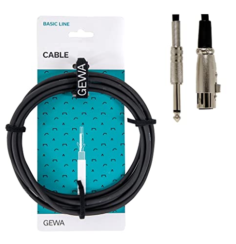 GEWA Mikrofonkabel Basic Line 3m, schwarz, XLR(f) - 6,3 mm Monoklinke, 190060 von Gewa